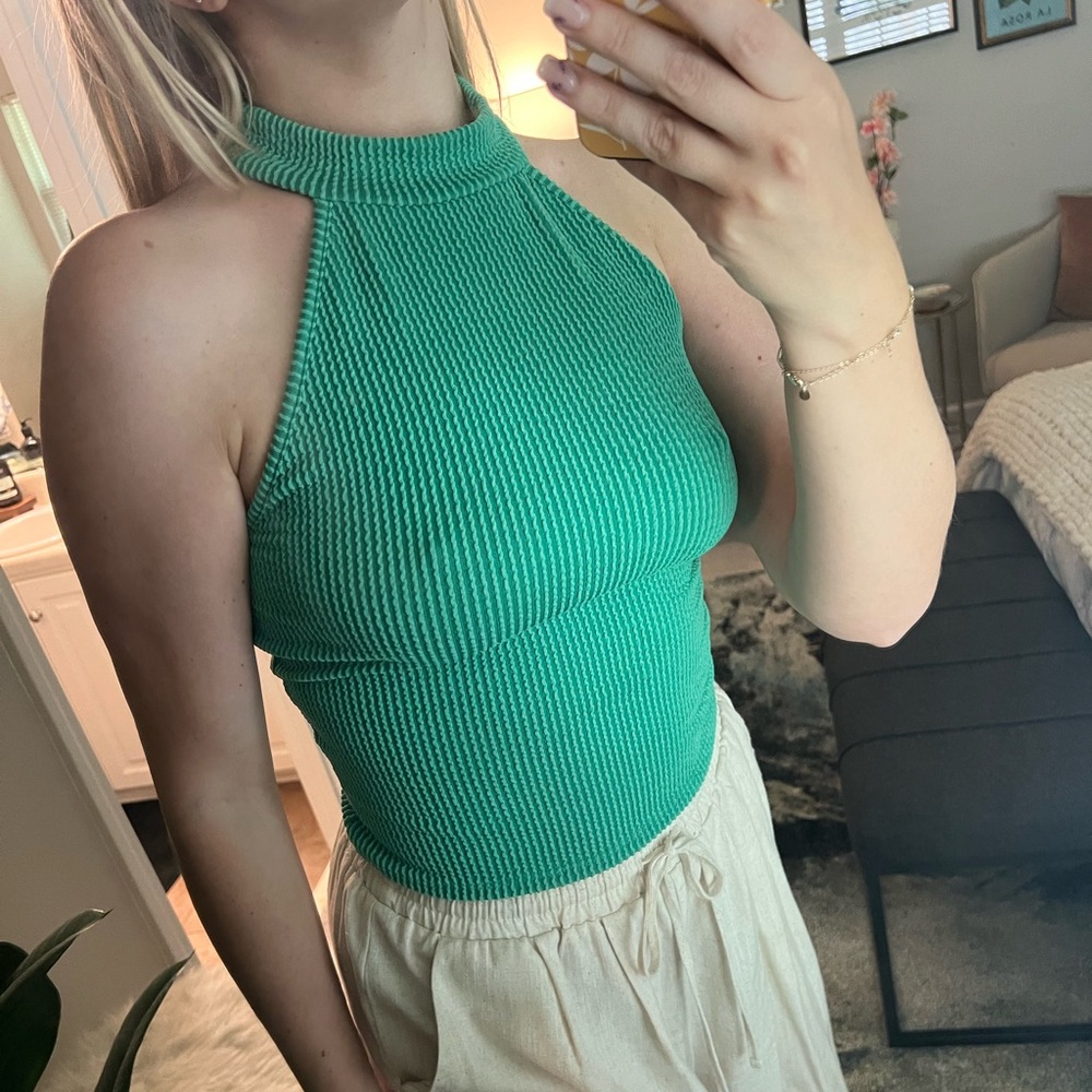 Lulu's Vibrant Green Ribbed Tank Top